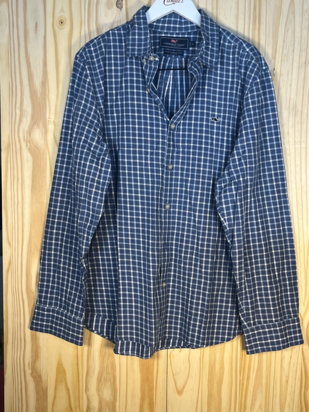 Vineyard Vines Navy and White Plaid Button-Down Shirt